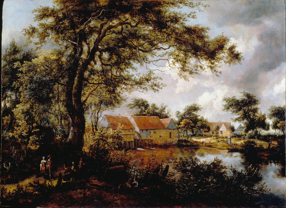 霍贝玛高清油画Wooded landscape with a Water-mill.tif
